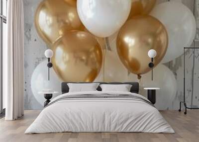 Elegant Gold and White Balloons on Neutral Background Wall mural