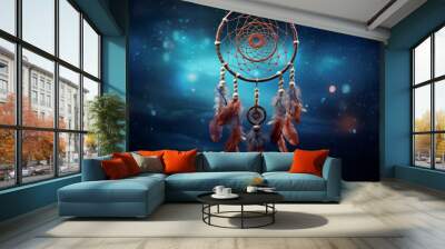 Enchanting Dreamcatcher Amidst a Mystical Forest Night Wall mural