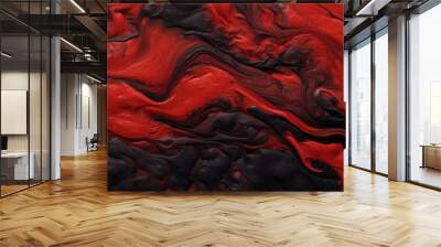 Vibrant Red and Black Abstract Painting Background Wall mural