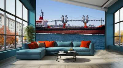 Cargo Ship in Sea Wall mural