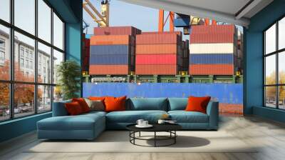 Container Ship in port Wall mural