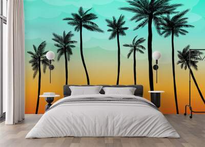 Summer Plam Sunset Wall mural