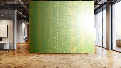 Abstract tech binary green 3d background Wall mural