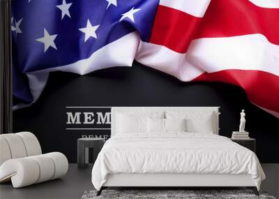 Background flag of the United States of America for national federal holidays celebration and mourning remembrance day. USA symbolics. Wall mural