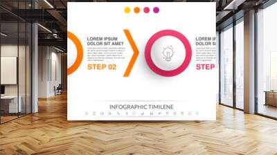 Business vector infographic design template. Circle timeline with icons and 4 four arrows or steps. Used for process diagram, presentations, workflow layout, info graph, banner, flow chart Wall mural