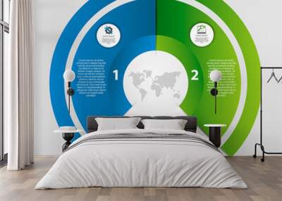 circular infographics of 2 steps, segments for annual reports, charts, presentations, workflow layou Wall mural