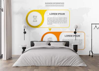 Line vector infographics with two circles. Modern concept 2 icons with labels step by step for the app, business, website, interface, chart, levels, web, diagram, banner, presentations Wall mural