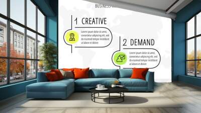 Line vector infographics with two circles. Modern concept 2 icons with labels step by step for the app, business, website, interface, chart, levels, web, diagram, banner, presentations Wall mural