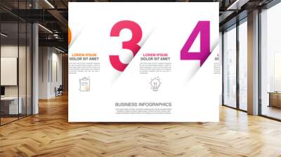 Modern vector flat illustration. Line infographic numbers template with five elements, icons. Timeline designed for business, presentations, web design, interface, diagrams with 5 steps Wall mural