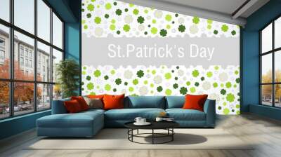 Typographic map dedicated to St. Patrick's Day with green elements and symbols of the holiday as postcard, background, business cards Wall mural