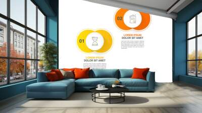 Vector circle infographics. Modern business timeline template with two steps and icons. Graphic timeline for app, website, interface, chart, levels, web, diagram, banner, presentations. Wall mural