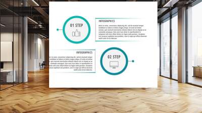 Vector flat template circle infographics. Business concept with 2 options and parts. Two steps for content, flowchart, timeline, levels, marketing, presentation, graph, diagrams, slideshow Wall mural