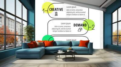 Vector infographic thin line. Speech bubbles design label with icons. Template Inforgraphics with 3 steps. Modern business concept of dialog or conversation Wall mural