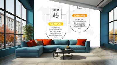 Vector infographic with 2 labels and icons. Template of two successful business options. Flat design for linear graph, presentations, banner, diagram, timeline Wall mural