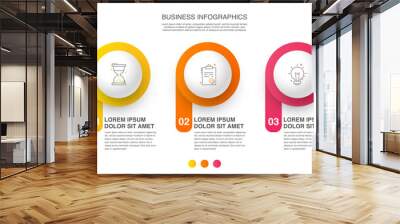 Vector template circle infographics. Modern business concept with 3 options and parts. Three steps for content, flowchart, timeline, levels Wall mural