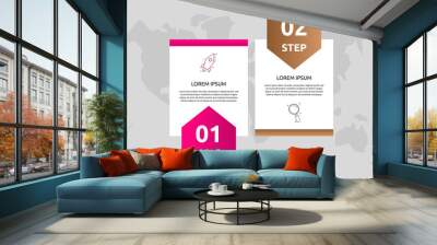 Vector template shape infographics. Business concept with 2 arrows and icons. Two steps for diagrams, flowchart, timeline Wall mural