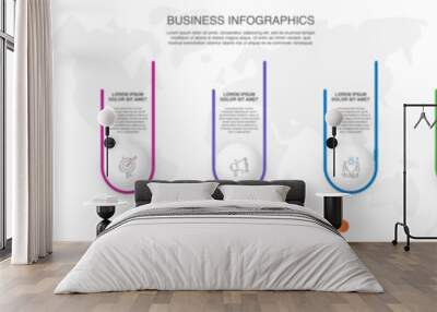 Vector timeline infographics template with nine circles and options. Blank space for web, infographic, diagram, business, digital network, flowchart, presentations Wall mural