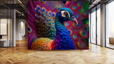  Beautiful peacock. Generative AI. Wall mural