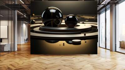 Abstract Black Background. Futuristic Sphere Unveiled Wall mural