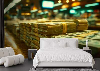 American Dollars Cash Money. One Hundred Dollar Banknotes Wall mural