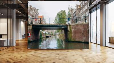 Amsterdam, Netherlands September 5, 2017 : Bridge over canal in Amsterdam Wall mural