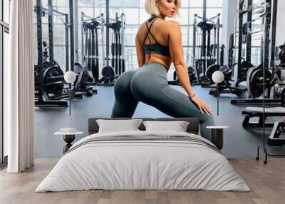 Athletic Beauty. Athletic Poise. Sculpting a Perfect Backside. Fitness girl with a beautiful body Wall mural