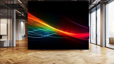 Bright neon rays and glowing lines. AI Generated Wall mural