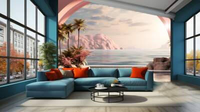 Fantasy world. Surreal beautiful  pink landscape Wall mural