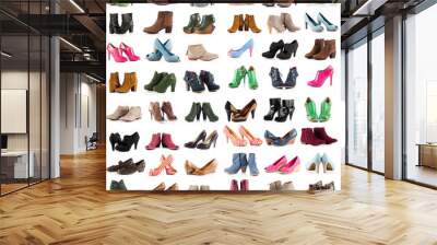 female shoes over white. shoes collection on white background Wall mural