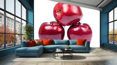 fresh red apples  isolated on white.  Red apple on white backgro Wall mural