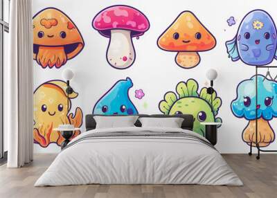 funny comic characters stickers Wall mural