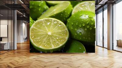 Lime  with Water Droplets Wall mural