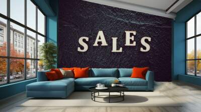 Sale Text On  Black Background. Concept of sales Wall mural