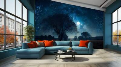 Starry night sky.  Generative AI. Wall mural