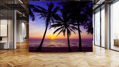 sunset on the beach.  Sunset over the tropical beach Wall mural