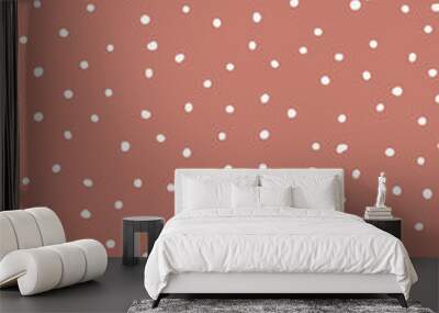 Hand Drawn Background with White Irregular Confetti Dots On Dusty Pink Background. Seamless Vector Pattern Ideal for Textile, Fabric Prints, Wrapping Paper. Wall mural