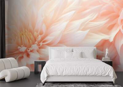 a close up view of delicate pink petals unfolding gracefully, revealing intricate details and vibran Wall mural