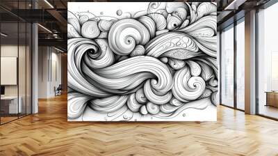 A dynamic arrangement of swirling lines and shapes creates a captivating abstract illustration full of movement and elegance Wall mural