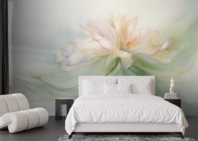 abstract floral pattern in alcohol ink sage green and blush pink gold colors wallpaper background  Wall mural