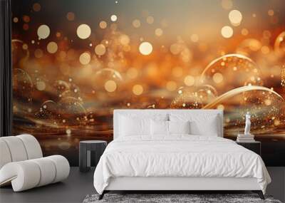 golden christmas champagne bubbles  Wall mural