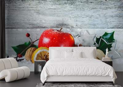 apple and spices christmas background Wall mural