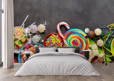 Assorted colourful confectionery with copy space Wall mural