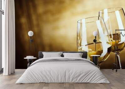 Banner of Two glasses of white wine with copy space Wall mural