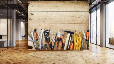 Bottom border of assorted hand tools Wall mural