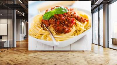 Bowl of delicious Italian spaghetti Bolognese Wall mural