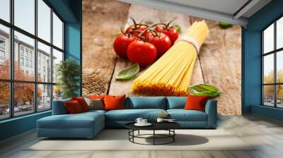 Bucnch of raw spaghetti Wall mural