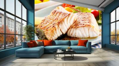 grilled or oven-baked pollock fillets Wall mural