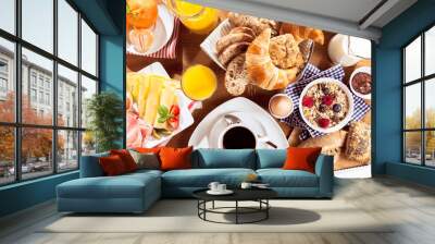 Top view of breakfast Wall mural