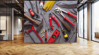 Variety of old and modern household hand tools Wall mural