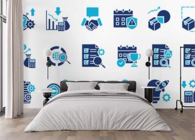 Key Performance Indicator icon collection set. Containing design, performance, kpi, strategy, key, success, management, and more. Solid vector icons collection.	 Wall mural